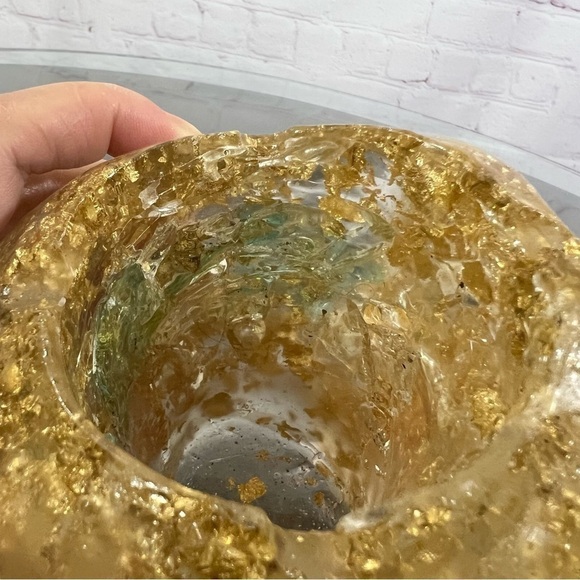 RESIN EPOXY with Gold Flakes Planter/ash tray Pen Holder. - Picture 14 of 16